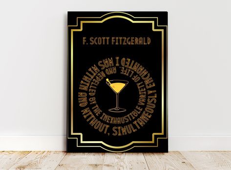 Excited to share the latest addition to my #etsy shop: F. Scott Fitzgerald Quote Poster, The Great Gatsby, Digital Download Print, Literary Wall Art, Book Lovers gift https://etsy.me/41oQ7Pj #black #gold #unframed #entryway #artdeco #phrasesaying #vertical #wallart #bo Fitzgerald Quotes, F Scott Fitzgerald, Quote Poster, The Great Gatsby, Great Gatsby, All Poster, Lovers Gift, Quote Posters, Book Lovers Gifts