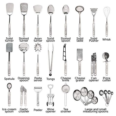 Amazon.com: Stainless Steel Kitchen Utensil Set - 29 Cooking Utensils - Nonstick Kitchen Utensils Cookware Set with Spatula - Best Kitchen Gadgets Kitchen Tool Set Gift by HomeHero: Kitchen & Dining Best Kitchen Utensil Set, First Home Essentials, Garlic Peeler, Kitchen Utensils Set, Stainless Steel Kitchen Utensils, Kitchenware Set, Kitchen Spatula, Kitchen Necessities, Stainless Steel Utensils