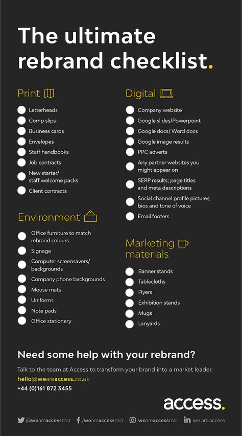 Rebranding Small Business, Small Business Checklist, Marketing Schedule, Business Entrepreneur Startups, Branding Checklist, Brand Stories, Marketing Plan Template, Startup Business Plan, Business Checklist