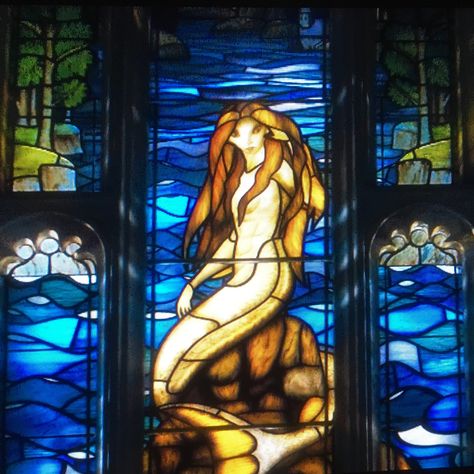 Mermaid stained glass window from Goblet of Fire Mermaid Stained Glass Harry Potter, Mermaid Stained Glass Window, Harry Potter Stained Glass Mermaid, Harry Potter Mermaid Window, Goblet Of Fire Tattoo, Goblet Of Fire Aesthetic, Stained Glass Mermaid, Hogwarts Visuals, Harry Potter Mermaid