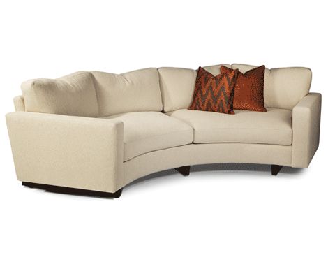 Clip curved sofa designed by Ransom Culler from Thayer Coggin Corner Fireplace Furniture Arrangement, Contemporary Living Room Sofa, Curved Couch, Thayer Coggin, Curved Sectional, Couches For Sale, Round Sofa, Office Sofa, Small Space Living Room