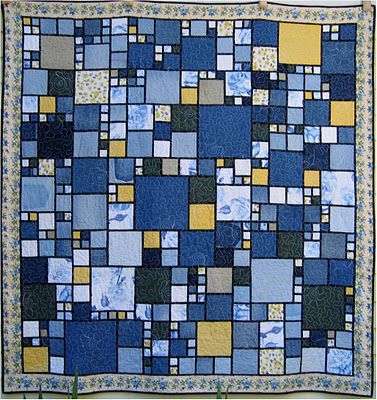 Stained glass quilt from denim jeans by Alicia Wells. Free pattern. She has made about 100 quilts using this pattern. Quilt Jeans, Jean Projects, Denim Quilt Patterns, Denim Quilts, Blue Jean Quilts, Quilting Digest, Jean Quilt, Stained Glass Quilt, Denim Projects