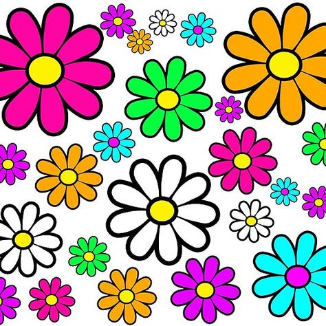 Copy of Hippie Groovy Daisies Flowers Happy Flowers Pattern Retro Flowers Drawing, 80s Flowers, Trippy Flowers, 90s Flowers, Hippy Flowers, Hippie Kunst, Hippie Background, Peace Sign Art Hippie, Boho Drawing