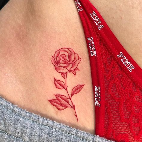 Small Rose Tattoo, Red Rose Tattoo, Inspiration Tattoos, Red Ink Tattoos, Red Tattoos, Stylist Tattoos, Classy Tattoos, Discreet Tattoos, Dainty Tattoos