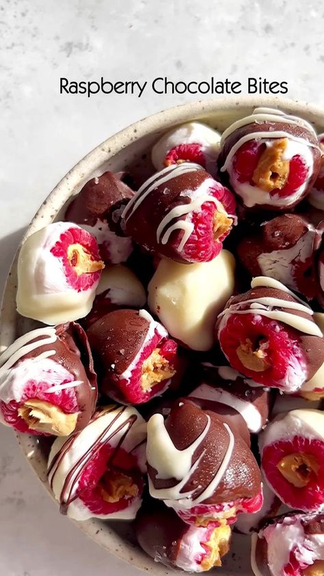 Raspberry Chocolate Bites https://lifemadesweeter.com/stuffed-raspberries/ | Life Made Sweeter | Life Made Sweeter · Original audio Raspberry Bites, Froyo Bites, Raspberry Ripple Cake, Homemade Chocolate Candy, Chocolate Chip Bars, Raspberry Chocolate, Chocolate Bites, Fresh Raspberries, Campfire Food