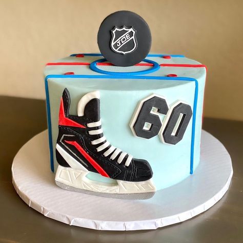 Ice Hockey Birthday Cake, Hockey Cakes For Boys, Power Rangers Birthday Cake, Hockey Birthday Cake, Hockey Cake, Hockey Cakes, Hockey Party, Hockey Birthday, Soccer Cake