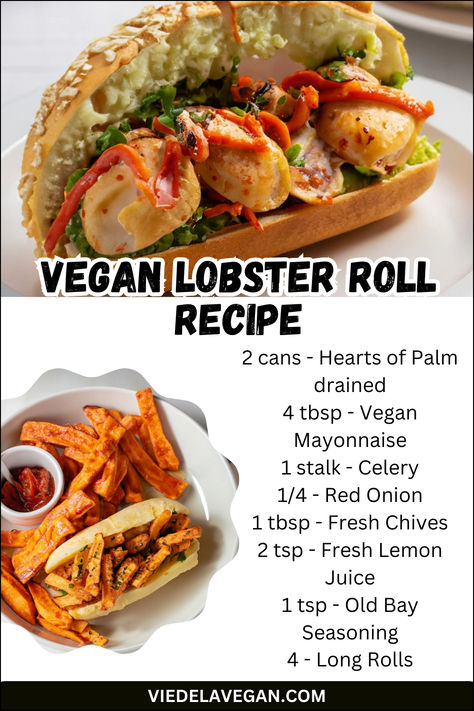 vegan lobster roll recipe Vegan Lobster Roll, Vegan Lobster, Lobster Roll Recipe, Seafood Sandwiches, Lobster Roll Recipes, Recipe Hacks, Vegan Snack Recipes, Vegan Snack, Vegan Mayonnaise