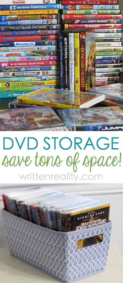 Best DVD Storage Solution : Tired of your large DVD collection taking up too much space? Here’s the best way to store your DVDs that will fit in even the smallest of spaces. Easy DVD organization starts now. Housekeeping Tips to Keep Your Organized! Dvd Storage Solutions, Organize Dvds, Dvd Storage Ideas, Diy Dvd Storage, Diy Dvd, Dvd Organization, Dvd Storage Boxes, Room Storage Diy, Apartment Storage