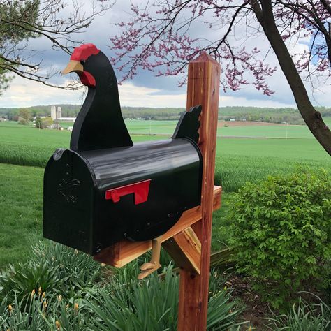 This unique mailbox is handcrafted in central Pennsylvania and would look great at your curb!Be aware - This mailbox is hand painted so each one is slightly different and may not exactly match the online photos. Some assembly required.Install on a mailbox post (not included). See photo for recommended post style.Please note that specialty mailboxes such as this mailbox do require care and maintenance to retain their beauty and extend their lifespan. See our full mailbox collection at: https://st Funny Mailbox Ideas, Country Mailbox Ideas, Weird Mailboxes, Creative Mailbox Ideas, Mailbox Holder, Funny Mailboxes, Unique Mailbox, Country Mailbox, Painted Mailbox