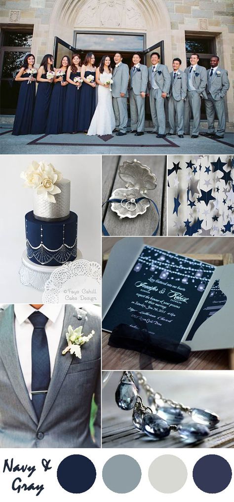 Gray Wedding Colors, Popular Wedding Colors, Wedding Color Combos, Navy Wedding Invitations, Trendy Wedding Invitations, Inexpensive Wedding, Pocket Wedding Invitations, Wedding Colors Blue, Wedding Theme Colors