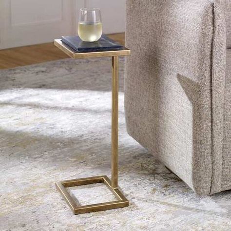 251 First Wellington Aged Gold and Black Marble Martini Table | Bellacor Tall End Table, Gold Accent Table, Martini Table, Classic Style Interior, Marble Accent Table, Modern Accent Tables, Tall End Tables, Ceramic Wall Decor, Honed Marble