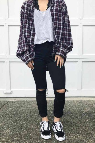 Flannel Fall Outfits: Style Tips How to Wear Your Favorite Shirt ★ See more: https://glaminati.com/flannel-fall-outfits/ College Casual Outfits, Flannel Fall Outfits, Fitness Outfits, Flannel Outfits, Casual School Outfits, Cute Fall Outfits, Indie Outfits, Junior Outfits, College Fashion