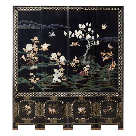 Coromandel Screen, Folding Screen Room Divider, Dressing Screen, Screen Cards, Wood Screens, Wooden Screen, Folding Screen, Chinese Export, Colorful Landscape