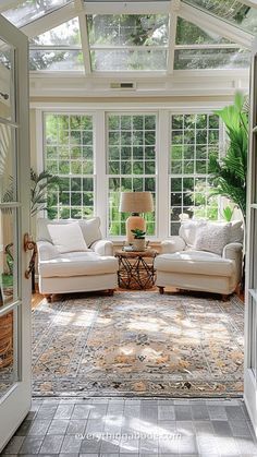 #homedecor, #interiordesign, #homedesign, #decor inspiration Seasonal Room Ideas, Conservatory Sitting Room, Sunroom In House, Sunroom Large Windows, Added Sunroom Room Additions, Solarium Furniture Ideas, 10x10 Sunroom Ideas, Add Sunroom To House, Chaise Lounge Sunroom