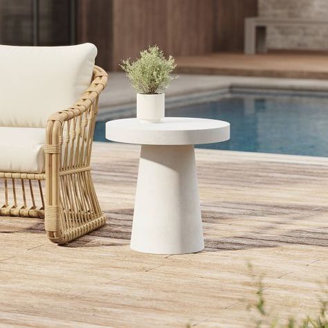 Coffee Table Dining Table Side Table All Outdoor | West Elm Concrete Pedestal, Small Round Side Table, Garden Side Table, Gray Concrete, Pedestal Side Table, Concrete Coffee Table, Patio Side Table, Outdoor Side Tables, Concrete Table