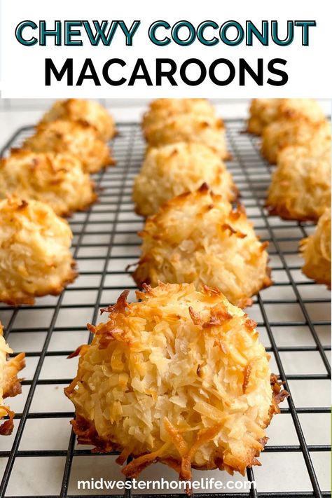 Chewy coconut macaroons are golden brown and crispy on the outside and soft and chewy inside. And they're the easiest cookies in the world to make -- you just need one bowl and 5 simple ingredients. #coconutmacaroons #coconutmacaroonsrecipe #macaroons #coconutcookies #coconutmacaroonswithcondensedmilk 3 Ingredient Coconut Macaroons, Easiest Cookies, Almond Macaroons, Coconut Macaroons Recipe, 3 Ingredient Cookies, Vegan Ice Cream Recipe, Chocolate Macaroons, Dried Pineapple, Macaroon Recipes