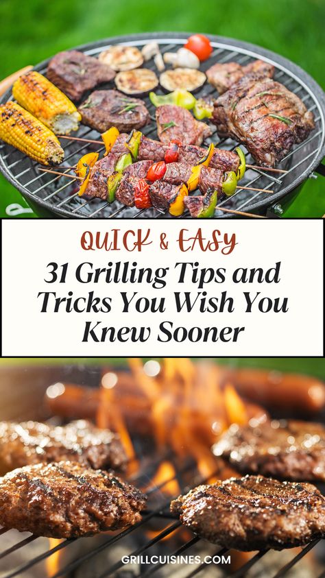 Want to be the master of the grill this summer? These 31 grilling tips and tricks will tell you everything you need to know to make the most delicious meals on the grill!#bbqtips#grillingtips How To Grill On A Charcoal Grill, Grilling Tips And Tricks, How To Grill, Meals On The Grill, What To Grill, Weber Recipes, Ninja Cooking System, Ninja Cooking System Recipes, Grilled Desserts