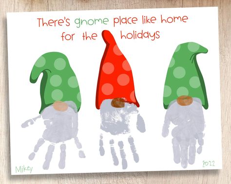 Gnome Christmas/holiday Printable Kids' Handprint - Etsy Canada Handprint Keepsake, Handprint Christmas, Footprint Crafts, Christmas Crafts For Toddlers, Preschool Christmas Crafts, Handprint Crafts, Christmas School, Gnome Christmas, Kindergarten Crafts