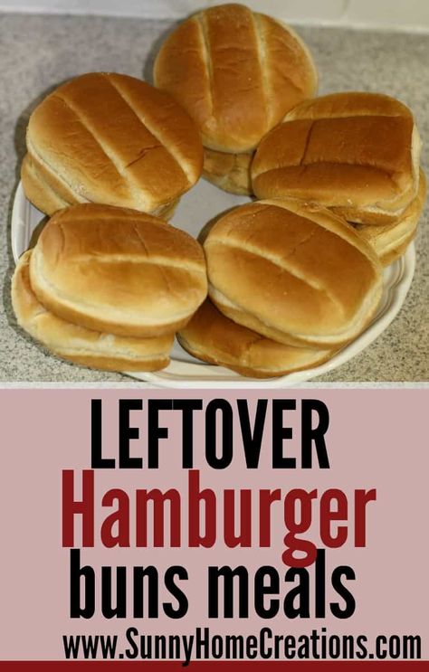 Ways to use leftover hamburger buns and hotdog buns Hamburger Rolls Recipe, Leftover Hamburgers, Leftover Hamburger Buns, Leftover Hot Dog Buns, Leftover Bread Recipes, Recipes Using Hamburger, Hamburger Rolls, Hamburger Recipes Patty, Hamburger Bun Recipe