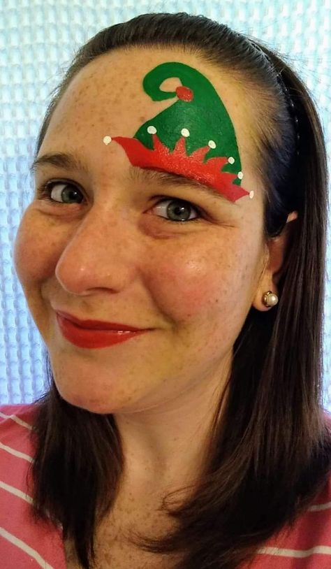 Simple Reindeer Face Paint, Christmas Face Painting Reindeer, Christmas Easy Face Painting, Quick Christmas Face Painting, Elf Face Painting, Christmas Face Painting Easy Cheek Art, Face Paint Christmas Easy, Christmas Kids Face Painting, Xmas Face Paint