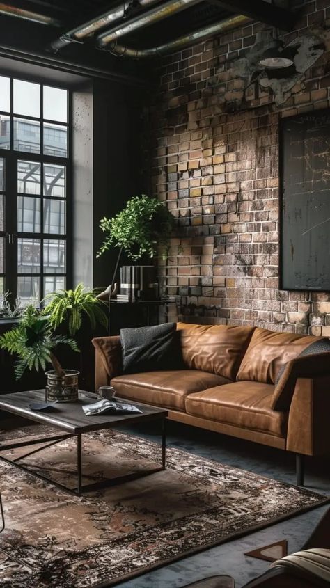 Embrace the Urban Chic: Exploring Industrial Living Room Styles - Decoholic Modern Industrial Farmhouse Living Room, Industrial Villa, Industrial Boho Living Room, Industrial Style Office Furniture, Cozy Industrial Living Room, Industrial Farmhouse Living Room, Industrial Style Office, Modern Industrial Living Room, Industrial Decor Living Room