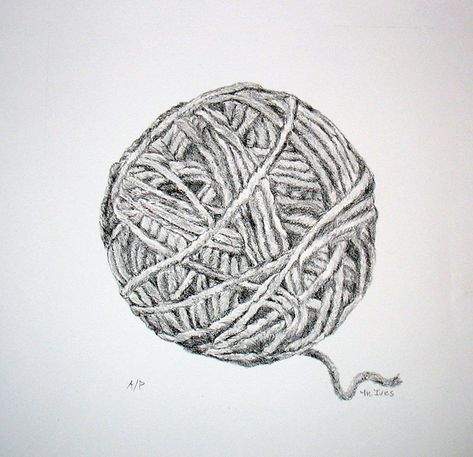 . Ball Of Wool Drawing, Knitting Illustration Drawing, Ball Of Yarn Drawing, Yarn Ball Drawing, Yarn Drawing, Wool Drawing, Yarn Illustration, Shuffle Ideas, Rope Drawing