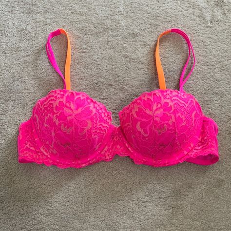 Never Worn Victoria’s Secret Pink Bra. Color Is Hot Pink And Orange. Size 34b Pink Bras Victoria Secret, Snooki Costume, Hot Pink Bra, Pink Outfits Victoria Secret, Celtic Goddess, Victoria Secret Pink Bras, Cute Bras, Sleep Wear, Pink Outfits