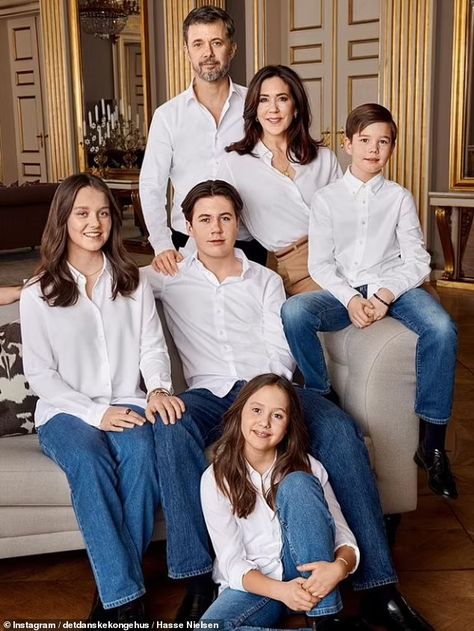 New pictures of Mary of Denmark, Prince Frederik and their children released for her birthday | Daily Mail Online Danish Royalty, Princess Josephine Of Denmark, Prince Christian Of Denmark, Kroonprinses Mary, Royal Family Portrait, Denmark Royal Family, Prince Frederik Of Denmark, Mary Donaldson, Prince Frederick