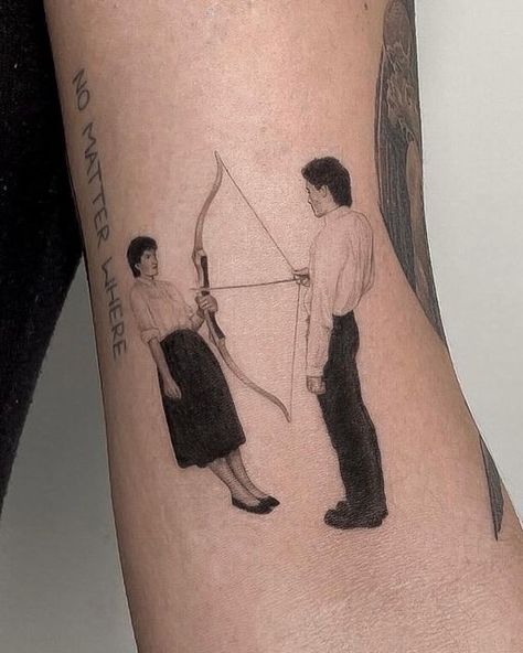 Tattoos Of Paintings, 1940 Tattoo, Famous Art Tattoo, Kafka Tattoo, Theater Tattoo, Art History Tattoo, Theatre Tattoo, Lovers Tattoo, Family Tattoos For Men