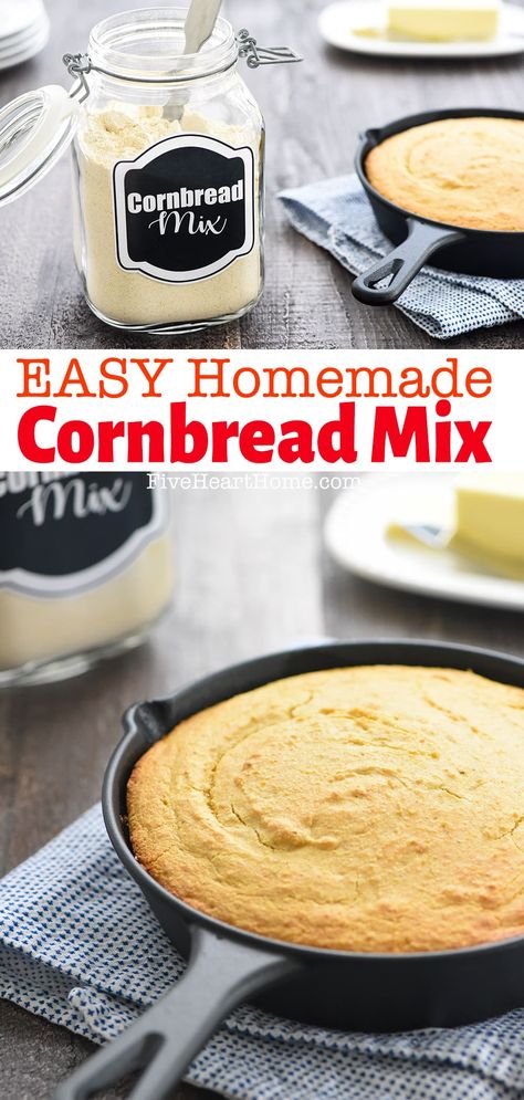 Homemade Cornbread Mix Recipe, Cornbread Mix In A Jar, Bulk Cornbread Recipe, Diy Baking Mix Recipes, Make Ahead Mixes Pantries, Jiffy Cornbread Mix Diy, Dry Biscuit Mix Recipe, Homemade Dry Cake Mix Recipes, Diy Cornbread Mix Recipe