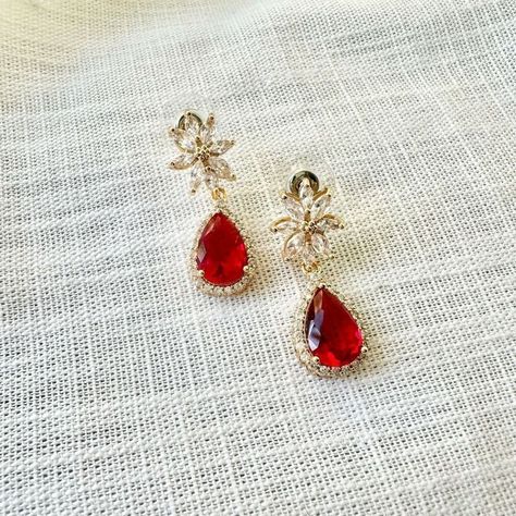 Red Ruby Cubic Zirconia Tear Drop Dangle Earrings Ear Crawler Earrings, Minimalist Earrings Studs, Cherry Earrings, Bamboo Earrings, Swirl Earrings, Handmade Earrings Beaded, Mini Hoop Earrings, Statement Drop Earrings, Square Earrings Studs