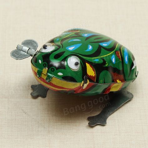 Funny Wind Up Moving Eyes Jumping Frog Toy Clockwork Spring Tin Toy Wind Up, Frog Toy, Jumping Frog, Wind Up Toy, Tinker Toys, Moving Eyes, Small Tins, Wind-up Toys, Metal Toys