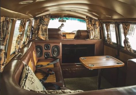 Old Volkswagen Van, Volkswagen Bus Interior, Kombi Interior, Converted Van, Vintage Volkswagen Bus, Volkswagon Van, Volkswagen Interior, Vw Bus Interior, Van Volkswagen