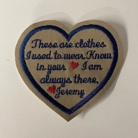 This Patches item by LynnsLooseEnds has 217 favorites from Etsy shoppers. Ships from Boyd, TX. Listed on Apr 6, 2024 Memory Shirt Pillow, Memory Patches, B Signature, Memory Shirt, Memory Pillow, Short Names, Please Remember Me, Memory Shirts, Memory Pillows