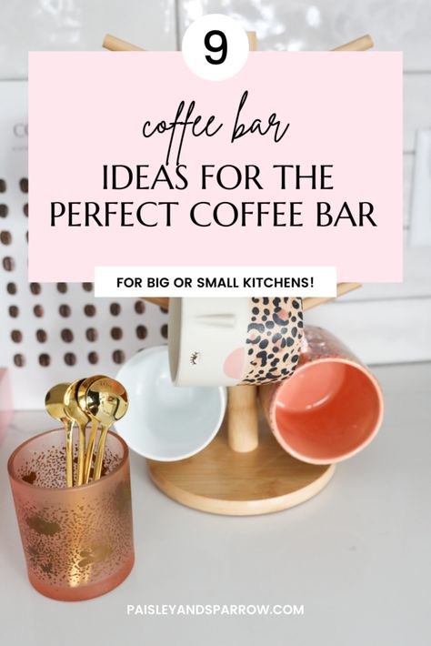 Coffee Cart Accessories, Coffee Bar Must Haves, Coffee/wine Bar Ideas, Glam Coffee Bar, Home Coffee Bar Ideas, Coffee Bar At Home, Cofee Bar, Coffee Bar Cart, Coffee Bar Accessories