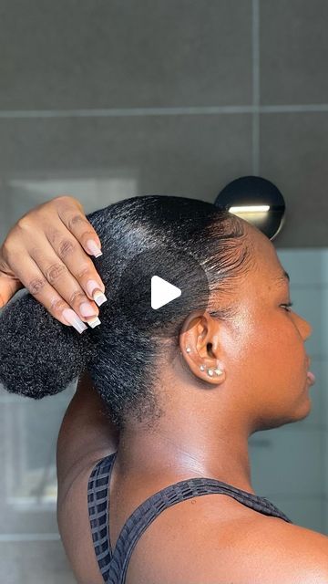 Sleek Back On Natural Hair, Slick Ponytail On Natural Hair, Slick Back On Natural Hair, Sleek Ponytail 4c Hair, Sleek Natural Ponytail, Slick Puff Natural Hair, How To Style Natural Hair With Gel, Sleek Natural Hairstyles Black Women, Natural Ponytail Hairstyles For Black Women