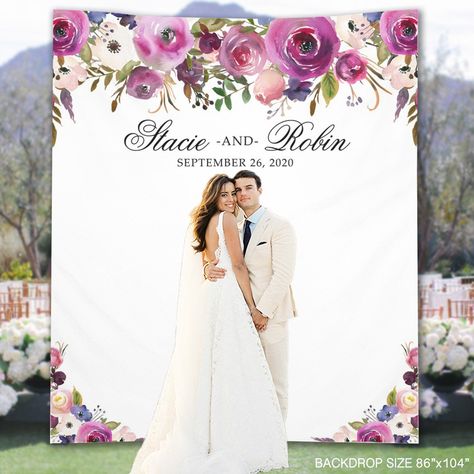 SALE 20% - Wedding Backdrop, Bohemian Plum Floral Wedding Banner, Polaroid Photo Booth Wedding Decor Ideas, Anniversary Banner Decor - WB45 Wedding Backdrop Banner Design, Backdrop Banner Design, Polaroid Photo Booths, Wedding Banner Design, Simple Beach Wedding, Photo Booth Backdrop Wedding, Anniversary Banner, Reception Backdrop, Booth Backdrops