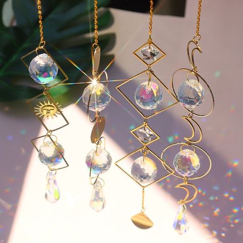 Crystal Wind Chimes, Colorful Crystals, Chakra Colors, Crystal Balls, Rainbow Maker, Hanging Crystals, Aesthetic Rooms, Crystal Prisms, Crystal Suncatchers