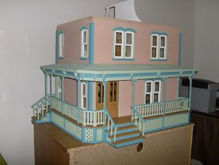 More Minis Dollhouses: The Lily Dollhouse Day 11 Lily Dollhouse, Greenleaf Dollhouse, Porch Trim, Roof Trim, Roof Edge, Porch Steps, Touch Up Paint, Three Floor, Dolls House