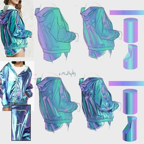 Fireytika on Instagram: “Clothing tutorial : holo color  Disclaimer : I do not own this art. This account is gallery for tutorial & pose reference collections.…” Galaxy Drawings, Easy Drawing Steps, Mode Tips, Design Moda, Poses References, Digital Painting Tutorials, Detailed Drawings, Fashion Design Drawings, Drawing Clothes