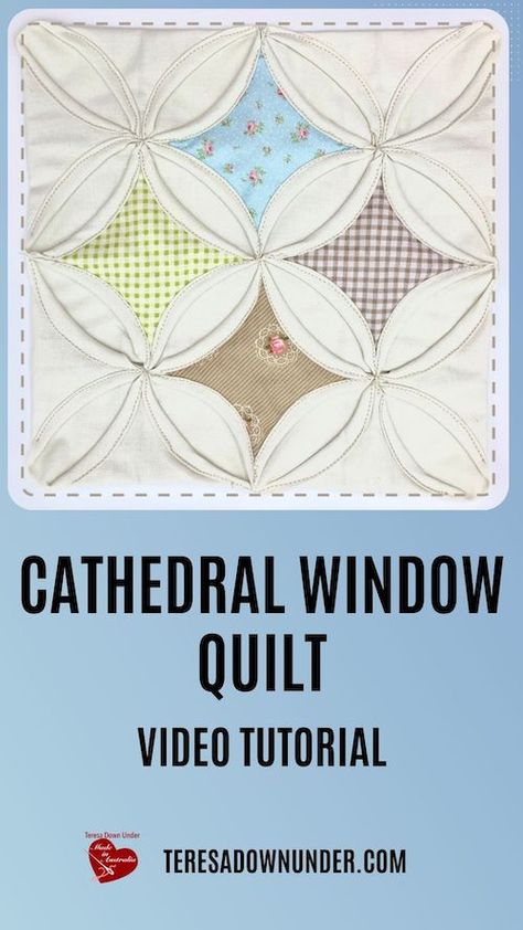 Mock Cathedral Window Quilt, Cathedral Windows Quilt Pattern, Cathedral Quilt Tutorial, Cathedral Window Quilt Pattern Free, Cathedral Quilt Pattern, Cathedral Windows Quilt, Cathedral Window Quilt Tutorial, Cathedral Quilts, Cathedral Window Patchwork