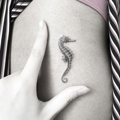 Small Seahorse Tattoo, Marine Tattoo, Animal Tattoos For Women, Seashell Tattoos, Seahorse Tattoo, Tier Tattoo, Inspiration Tattoos, Mermaid Tattoo, Mermaid Tattoos