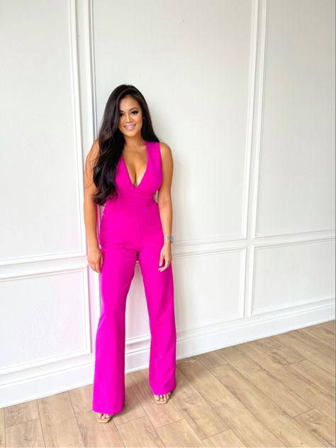 Affordable fashion, style, outfit inspo, flattering outfits, sexy jumpsuit, hot pink outfit, girls night out outfit, date night outfit Hot Pink Jumpsuit Outfit Wedding, Magenta Jumpsuit Outfit, Pink Jumpsuit Outfit Wedding, Hot Pink Jumpsuit Outfit Classy, Pink Jumpsuit Outfit Classy, Hot Pink Jumpsuit Outfit, Yellow Jumpsuit Outfit, Pink Jumpsuit Outfit, Magenta Jumpsuit