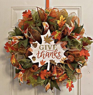 Thanksgiving Riddles, Elegant Fall Wreaths, Fall Mesh Wreaths, Fall Deco Mesh Wreath, Deco Mesh Wreaths Tutorials, Fall Decor Wreaths, Fall Deco Mesh, Orange Door, Fall Thanksgiving Wreaths