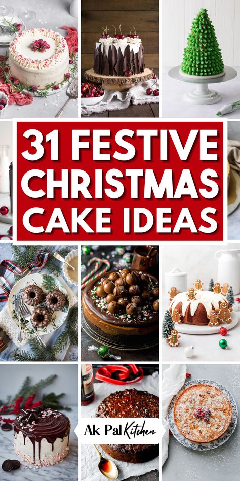 Dive into the festive Christmas desserts with our Christmas cake ideas. From classic Christmas cake recipes to holiday cake recipes, discover homemade Christmas cakes that you’ll love. Whether you’re into traditional yule log cakes, Christmas bundt cakes, or Oreo cakes, we’ve them all. Indulge in the rich flavors of Christmas fruit cake or gingerbread cake and the coolness of chocolate peppermint cakes. Elevate your holiday baking with eggnog-flavored desserts and red velvet Christmas cakes. Xmas Cakes Decoration, White Christmas Cake Recipe, Bush Noel Cake Christmas, Christmas Cakes For Beginners, Red Velvet Log Cake, Torte Cake Recipes, Christmas Chocolate Cake Recipes, Chocolate Christmas Cake Designs, Pretty Christmas Cakes