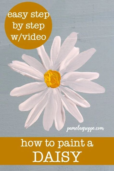 Paint A Daisy, Bicycle Painting, Daisy Art, Acrylic Painting Flowers, Daisy Painting, Learn How To Paint, V Video, Acrylic Painting Tutorials, Happy Paintings