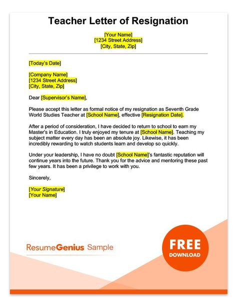 Career-Specific Resignation Letters | Teacher, Nurse, & More Resignation Letter Sample Simple, Two Weeks Notice Letter, Formal Resignation Letter Sample, Teacher Resignation Letter, Professional Resignation Letter, Resignation Letter Format, Personal Reference Letter, Professional Reference Letter, Simple Cover Letter