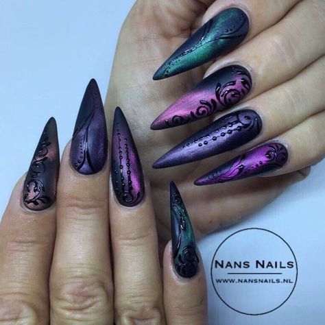 Spring Witchy Nails, Goth Inspired Nails, Dark Fairy Nails Designs, Spring Witch Nails, Cute Costumes Ideas, Viking Nail Art, Dark Fairy Nails, Halloween Cute Costumes, Viking Nails