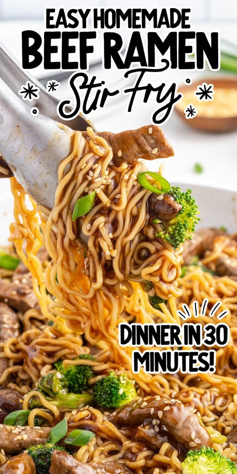 Ramen Beef Stir Fry Recipes, Steak And Broccoli Ramen, Broccoli Beef Ramen, Beef Ramen Noodles Stir Fry, Steak Ramen Stir Fry, Ramen Noodle Beef And Broccoli, Beef And Broccoli With Ramen Noodles, Stir Fry In Wok, Beef Teriyaki Stir Fry Noodles