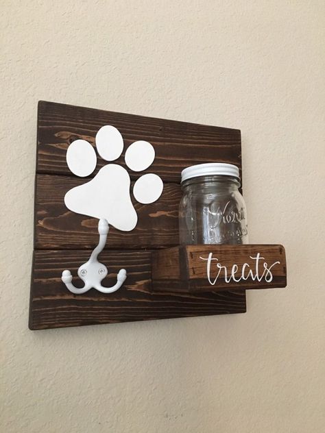 Dog Leash Holder Wooden Leash Hanger Mason Jar Leash Hook | Etsy Dog Bandana Holder, Diy Dog Gifts, Beer Bottle Cap Crafts, Dog Lead Holder, Dog Bowl Holder, Dog Leash Hanger, Leash Hanger, Dog Leash Holder, Pet Items